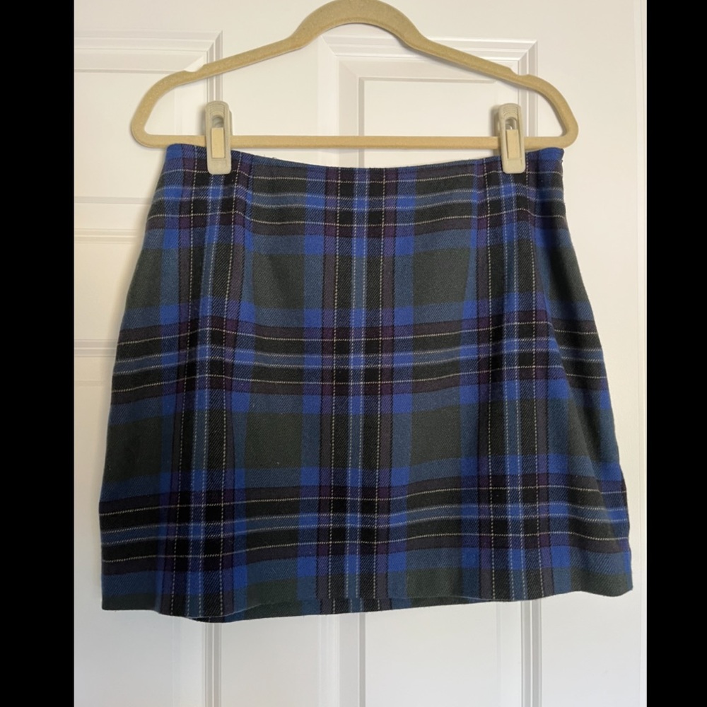 The Limited blue, green, and purple plaid skirt, size 12